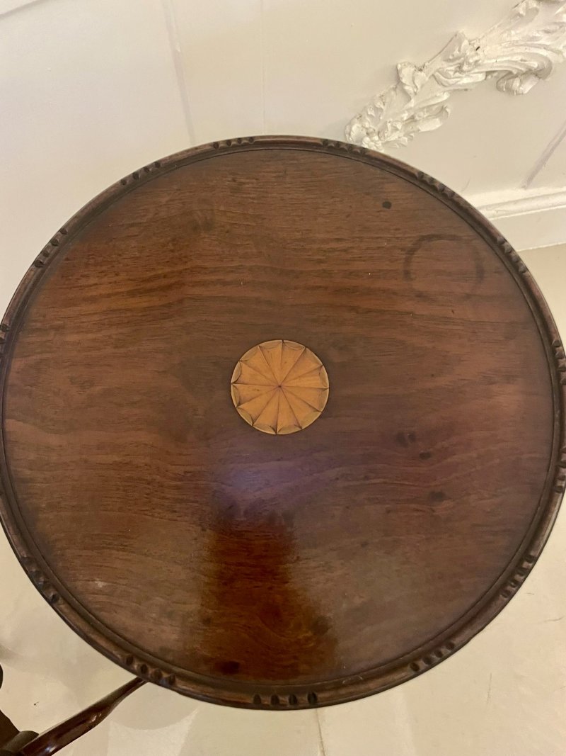 Near Pair of Antique Edwardian Quality Mahogany Inlaid Lamp Tables - Image 7